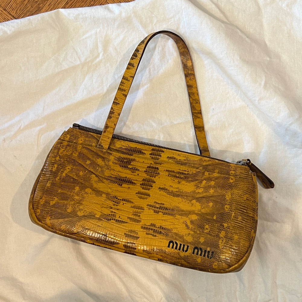 Miu Miu Textured Yellow and Brown Bag